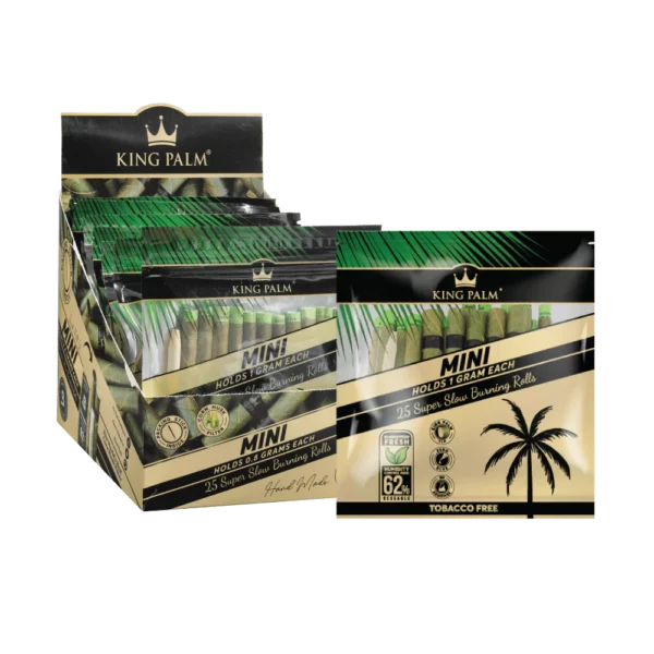 King Palm 25 Mini Rolls Pouch - Display of 8