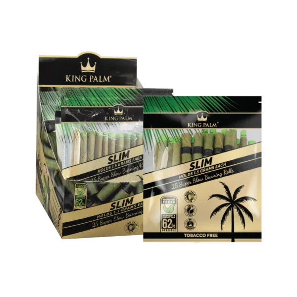 King Palm 25 Slim Rolls Pouch - Display of 8