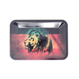 Smoking Rasta Lion Metal Rolling Tray - Small