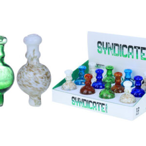 Syndicate Vitrum Clear Bubble Carb Cap with Color Honeycomb - Assorted 12 ct. Display