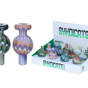 Syndicate Vitrum Swirled Bubble Carb Cap - Assorted 12 ct. Display