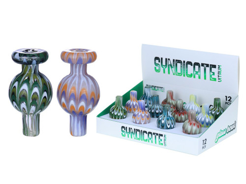 Syndicate Vitrum Swirled Bubble Carb Cap - Assorted 12 ct. Display