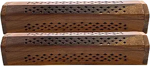 12" Wood Coffin Incense Burner with Inlay