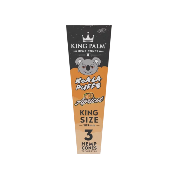 King Palm x Koala Puffs King Size Hemp Cones - Apricot - 3 pk. - 30 ct. Display