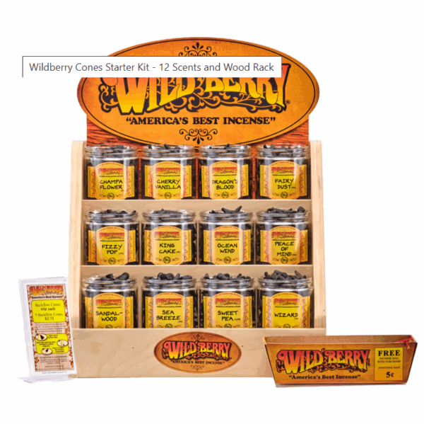 Wildberry Cones Starter Kit - 12 Scents and Wood Rack