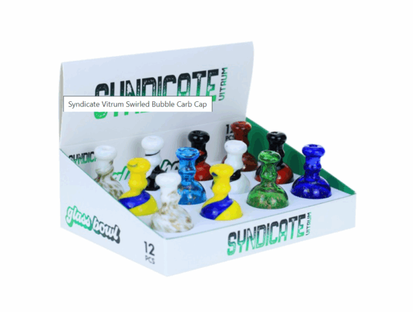 Syndicate Vitrum Color Swirled BubbleCarb Cap - Assorted 12 ct. Display