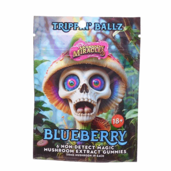 Trippin' Ballz Mushroom Extract Gummies - Blueberry - 6 piece