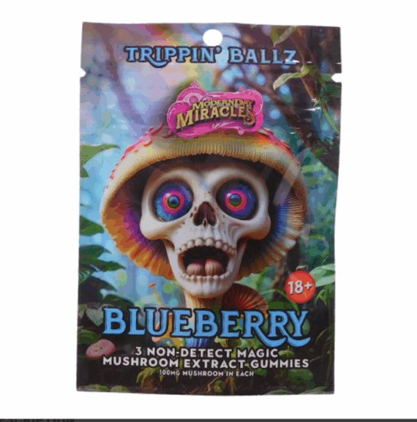 Trippin' Ballz Mushroom Extract Gummies - Blueberry - 3 piece