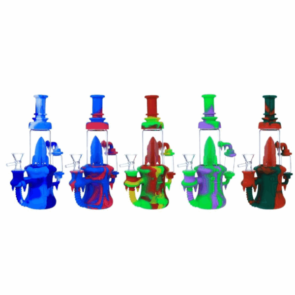 9" Silicone Rocket Water Pipe with Glass - Assorted Mixed Colors
