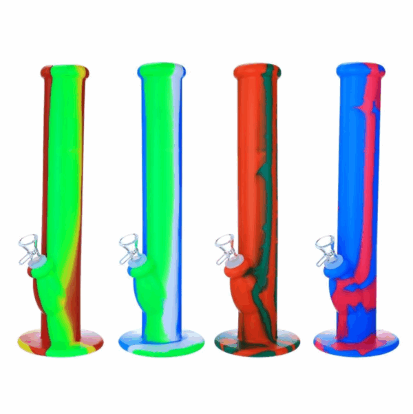 14" Straight Tube Silicone Water Pipe -Assorted Mixed Colors