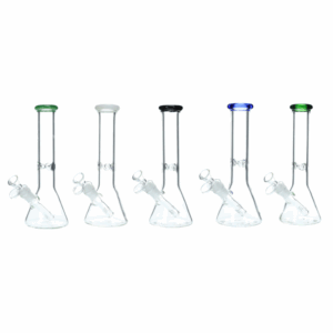 10" 38mm Glass on Glass Beaker with IcePinch and Diffused Down Stem Water Pipe- Assorted Colors