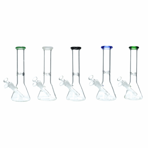 10" 38mm Glass on Glass Beaker with IcePinch and Diffused Down Stem Water Pipe- Assorted Colors