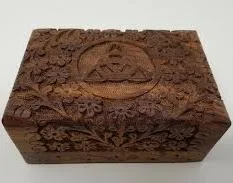 Celtic Dragon Carved Wood Box 4" x 6"
