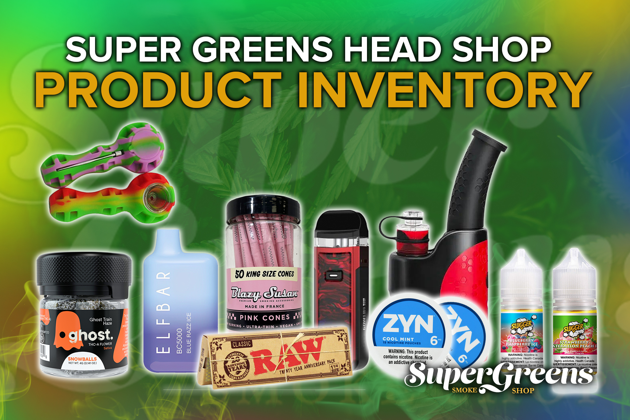 super greens head shop product inventory